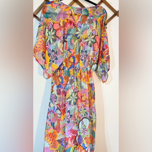 Bleu Rod Beattie make it pop floral Hawaiian Swimsuit Coverup dress Size M - Picture 6 of 9